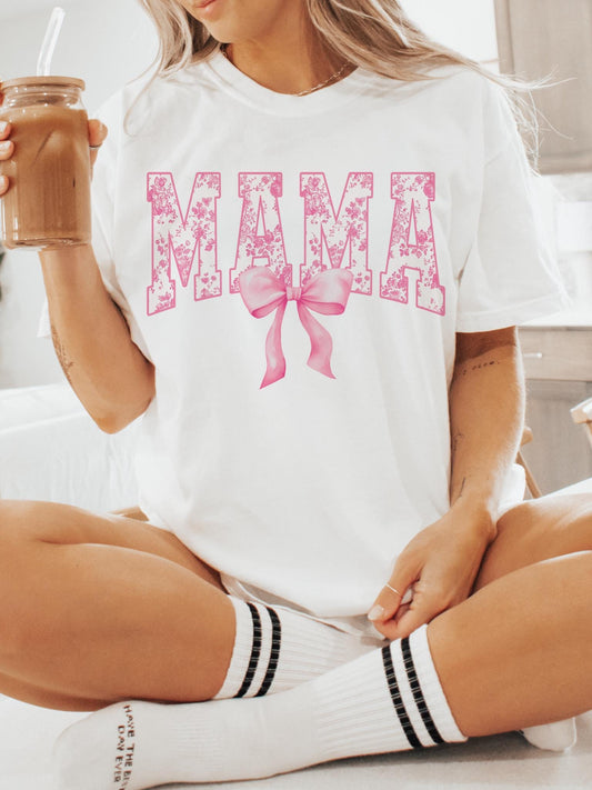 Pink coquette mama coquette aesthetic tshirt, boy mama checkered tshirt multiple color options, cute mama t-shirts, cute mom tshirt.