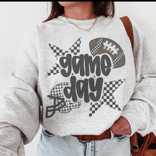 Football Game Day mascot, Varsity Football game day football, football mom shirt, cute game day shirt, retro checkered football shirt