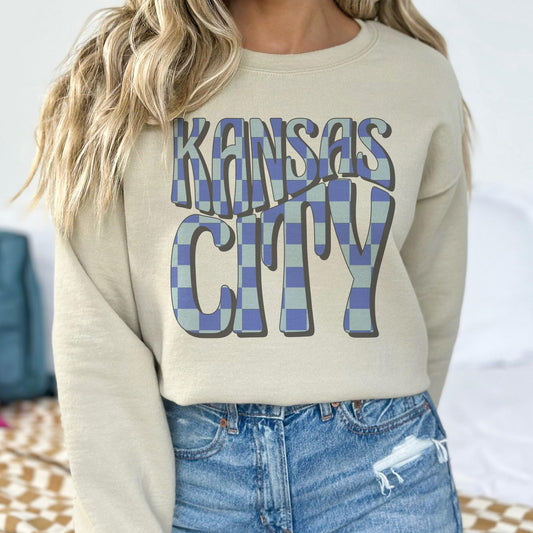 Kansas City Baseball mascot, KC Baseball game day football, baseball shirt, cute game day shirt, retro checkered baseball shirt