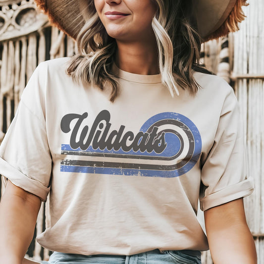 Retro Wildcats blue & black mascot, Wildcats game day football tshirt, football mom tshirt, cute game day tshirt, mascot unisex tshirt