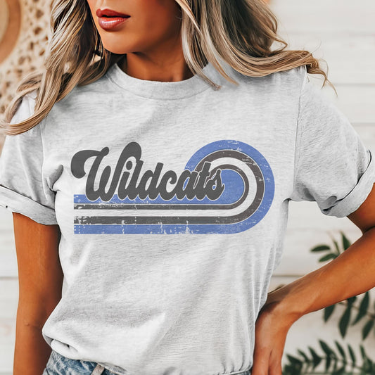 Retro Wildcats blue & black mascot, Wildcats game day football tshirt, football mom tshirt, cute game day tshirt, mascot unisex tshirt