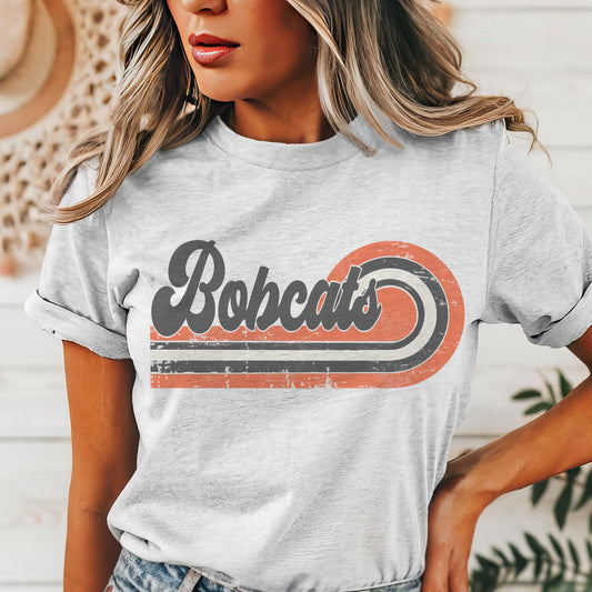 Retro Bobcats orange & black mascot, Bobcats game day football tshirt, football mom tshirt, cute game day tshirt, mascot unisex tshirt