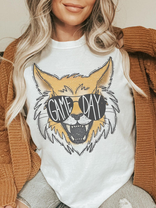 Wildcats with game day glasses game day mascot, football tshirt, football mom tshirt, cute game day tshirt, mascot tshirt, unisex cut tshirt