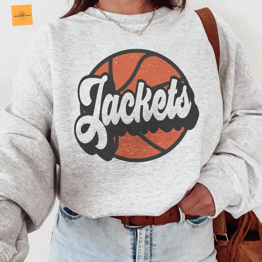 Jackets Basketball mascot, Jackets game day football, basketball mom crewneck, cute game day sweatshirt, Heather ash unisex sweatshirt