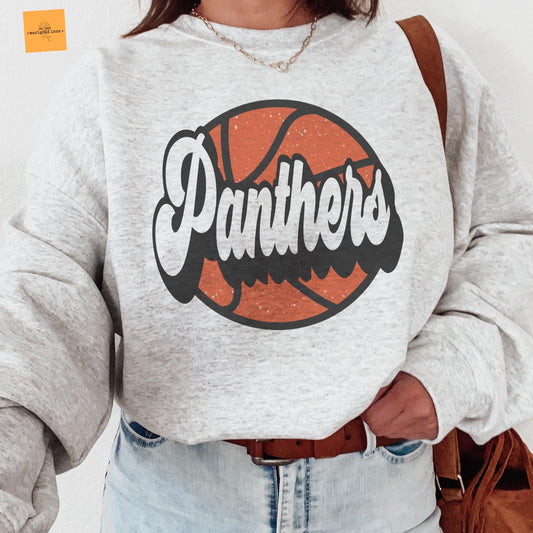 Panthers Basketball mascot, Panthers game day football, basketball mom crewneck, cute game day sweatshirt, Heather ash unisex sweatshirt