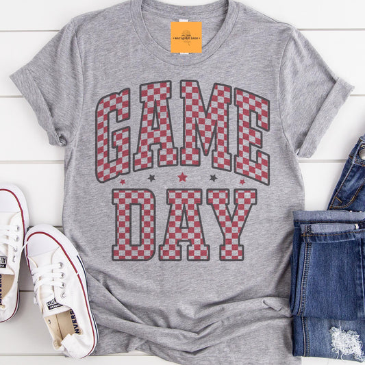Red Game Day, Retro gameday tshirt, Game Day mom tshirt, cute game day tshirt, cute Game Day tshirt, checkered game day shirt
