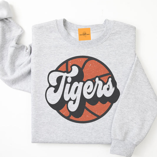Tigers Basketball mascot, Tigers game day football, football mom crewneck, cute game day sweatshirt, Heather ash unisex sweatshirt
