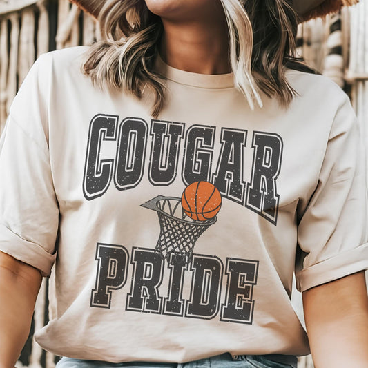 Cougar Pride Basketball, basketball tshirt, football mom tshirt, cute game day tshirt, small town big Pride unisex cut tshirt