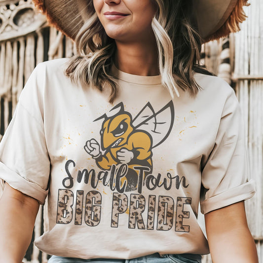 Small town big Pride Hornets mascot, football tshirt, football mom tshirt, cute game day tshirt, mascot tshirt, unisex cut hornets tshirt