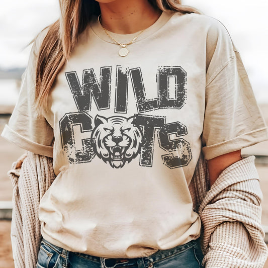 Preppy Wildcats mascot tshirt, football tshirt, football mom tshirt, cute game day tshirt, mascot tshirt, unisex cut tshirt