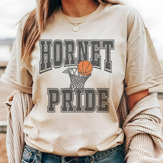 Hornet Pride Basketball, basketball tshirt, football mom tshirt, cute game day tshirt, small town big Pride tshirt, unisex cut tshirt