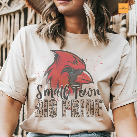 Small town big Pride Cardianls mascot, football tshirt, football mom tshirt, cute game day tshirt, mascot tshirt, unisex cut tshirt