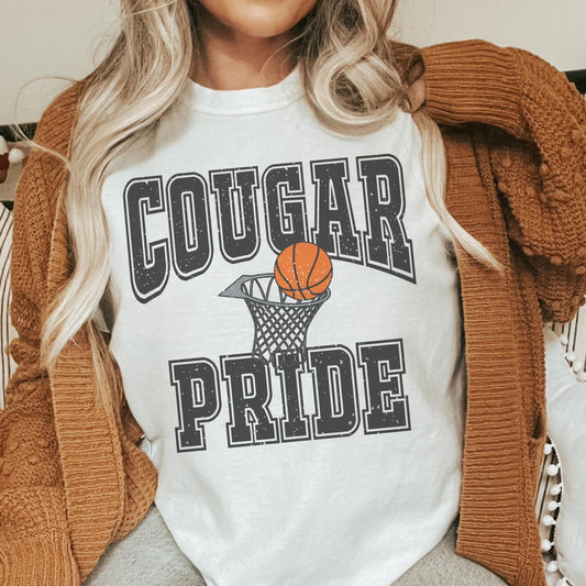 Cougar Pride Basketball, basketball tshirt, football mom tshirt, cute game day tshirt, small town big Pride unisex cut tshirt