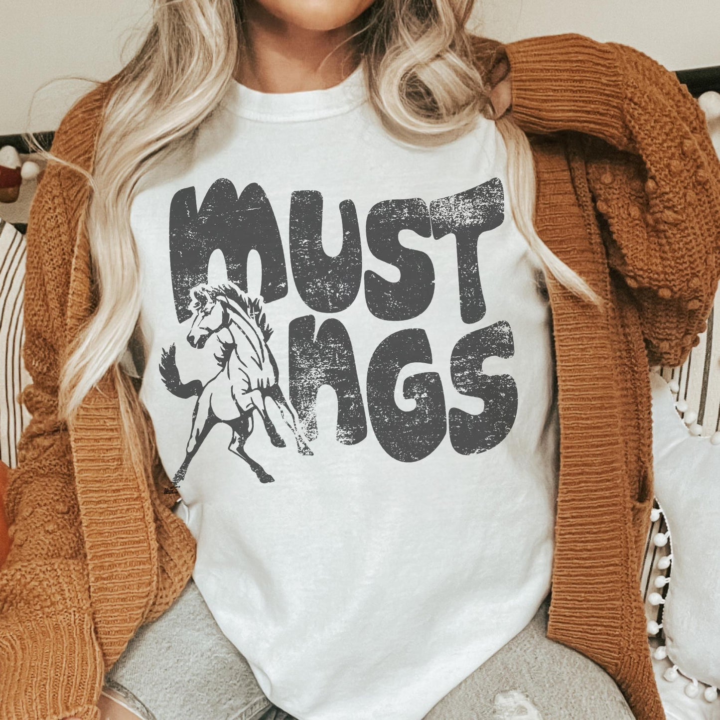 Mustangs mascot, mustangs game day football tshirt, football mom tshirt, cute game day tshirt, mascot tshirt, unisex cut mustangs tshirt