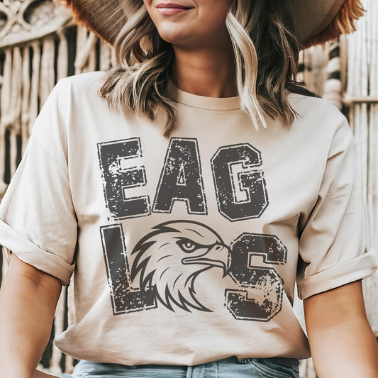 Preppy eagles mascot tshirt, football tshirt, football mom tshirt, cute game day tshirt, mascot tshirt, unisex cut eagles tshirt