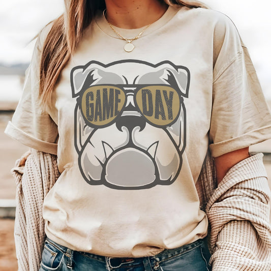 Bulldogs Vegas gold mascot, football tshirt, football mom tshirt, cute game day tshirt, small town big Pride tshirt unisex cut tshirt