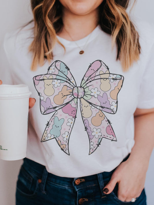 Coquette Easter bow tshirt, christian tshirt, floral Easter tshirt, he is risen christian tshirt, Easter shirt for church ,Christian Shirts