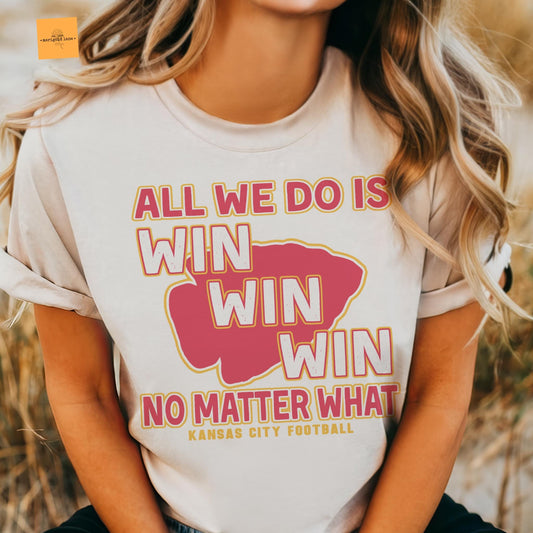 Kansas City All we do is win KC football gameday tshirt, football Bow tshirt, cute game day tshirt, tshirt Kansas City  unisex cut tshirt