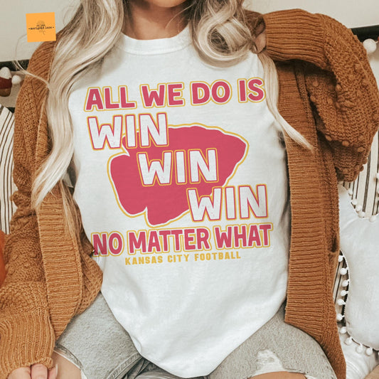 Kansas City All we do is win KC football gameday tshirt, football Bow tshirt, cute game day tshirt, tshirt Kansas City  unisex cut tshirt