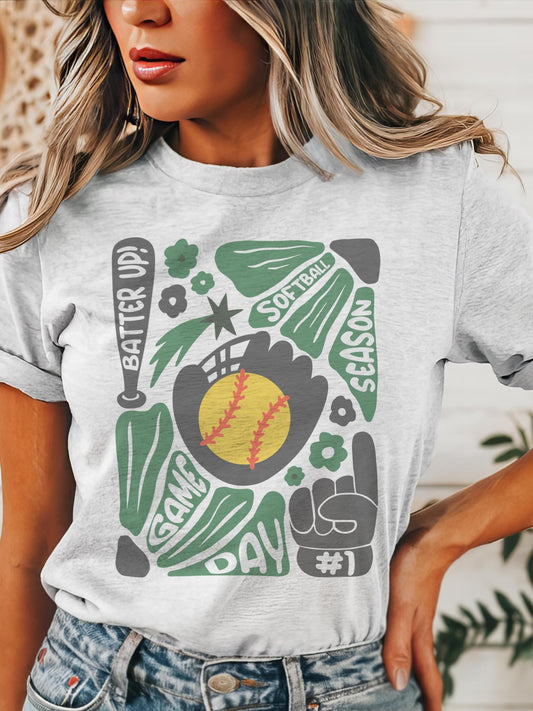 Preppy Softball tshirt, retro Green and black tshirt, Softball mom tshirt, coquette game day tshirt, mascot tshirt, unisex tshirt