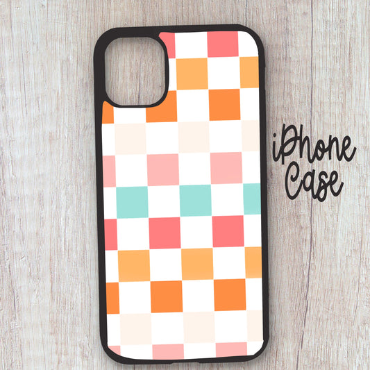 Boho checkered neutral phone case, cute  phone case, phone cases, cute inexpensive phone cases, coquette phone case, leopard phone case,