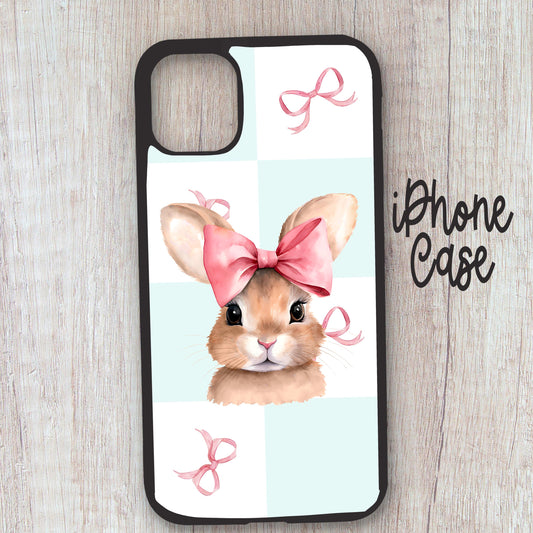 Coquette mint pink bunny phone case, cute pink phone case, phone cases, cute inexpensive phone cases, coquette phone case, phone case,