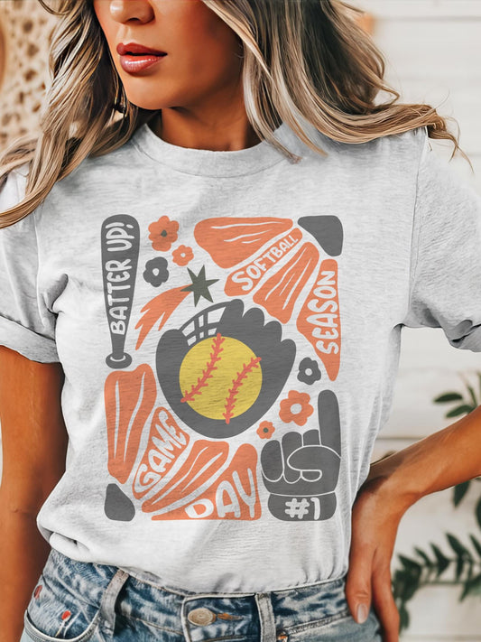 Preppy Softball tshirt, retro Orange and black tshirt, Softball mom tshirt, coquette game day tshirt, mascot tshirt, unisex tshirt