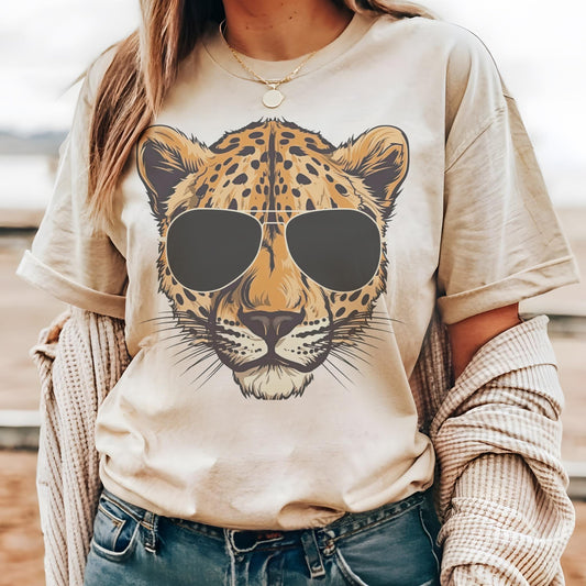 Leopards with black glasses game day mascot, football tshirt, football mom tshirt, cute game day tshirt, mascot tshirt, unisex cut tshirt