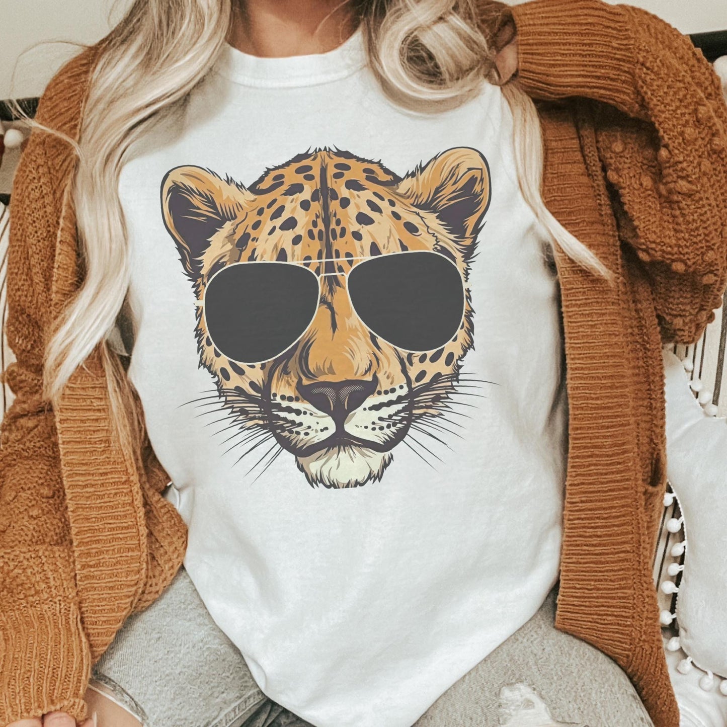 Leopards with black glasses game day mascot, football tshirt, football mom tshirt, cute game day tshirt, mascot tshirt, unisex cut tshirt