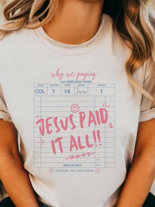 Jesus paid it all tshirt, christian tshirt, floral Easter tshirt, he is risen christian tshirt, Easter shirt for church Christian Shirts