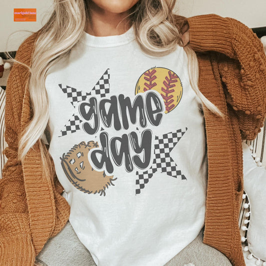 Softball Game Day Mom T-Shirt, Sports Mom Shirt, Game Day Outfit, Cute Softball Mom Apparel, Fun Gift for Moms, Casual Team Spirit Shirt